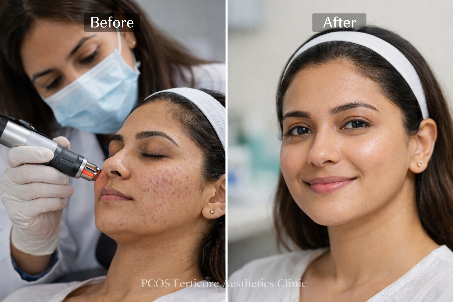 Before after acne scar treatment results