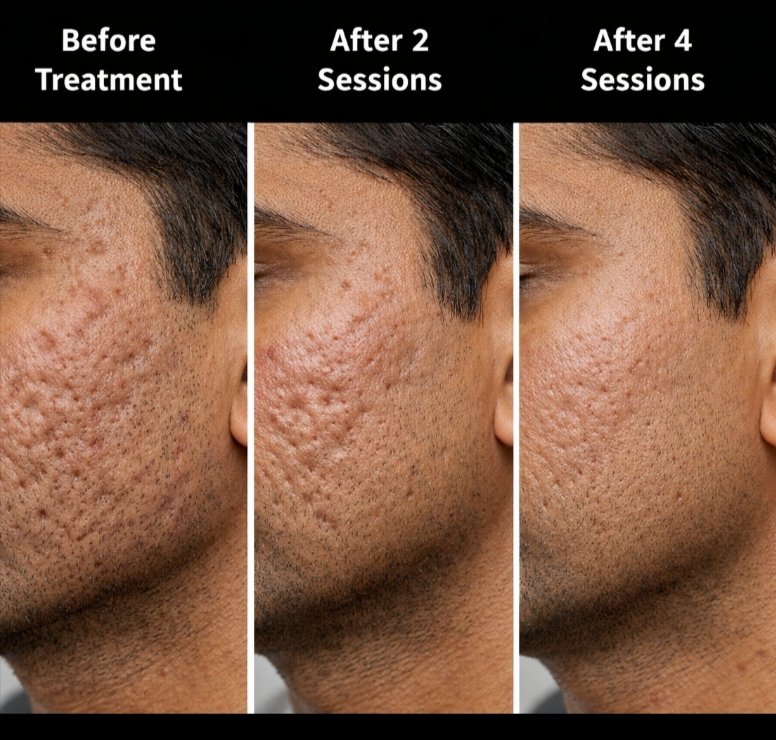 Acne scar treatment before after result