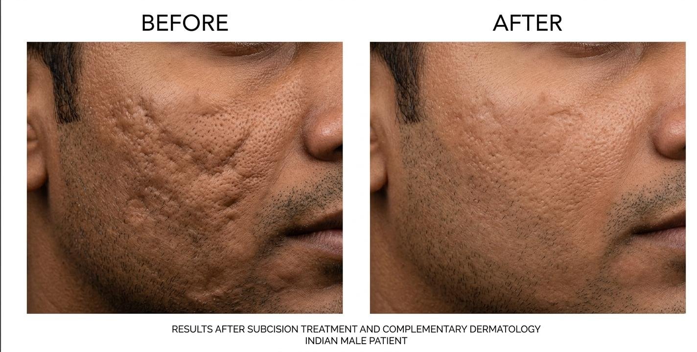 Skin resurfacing acne scars