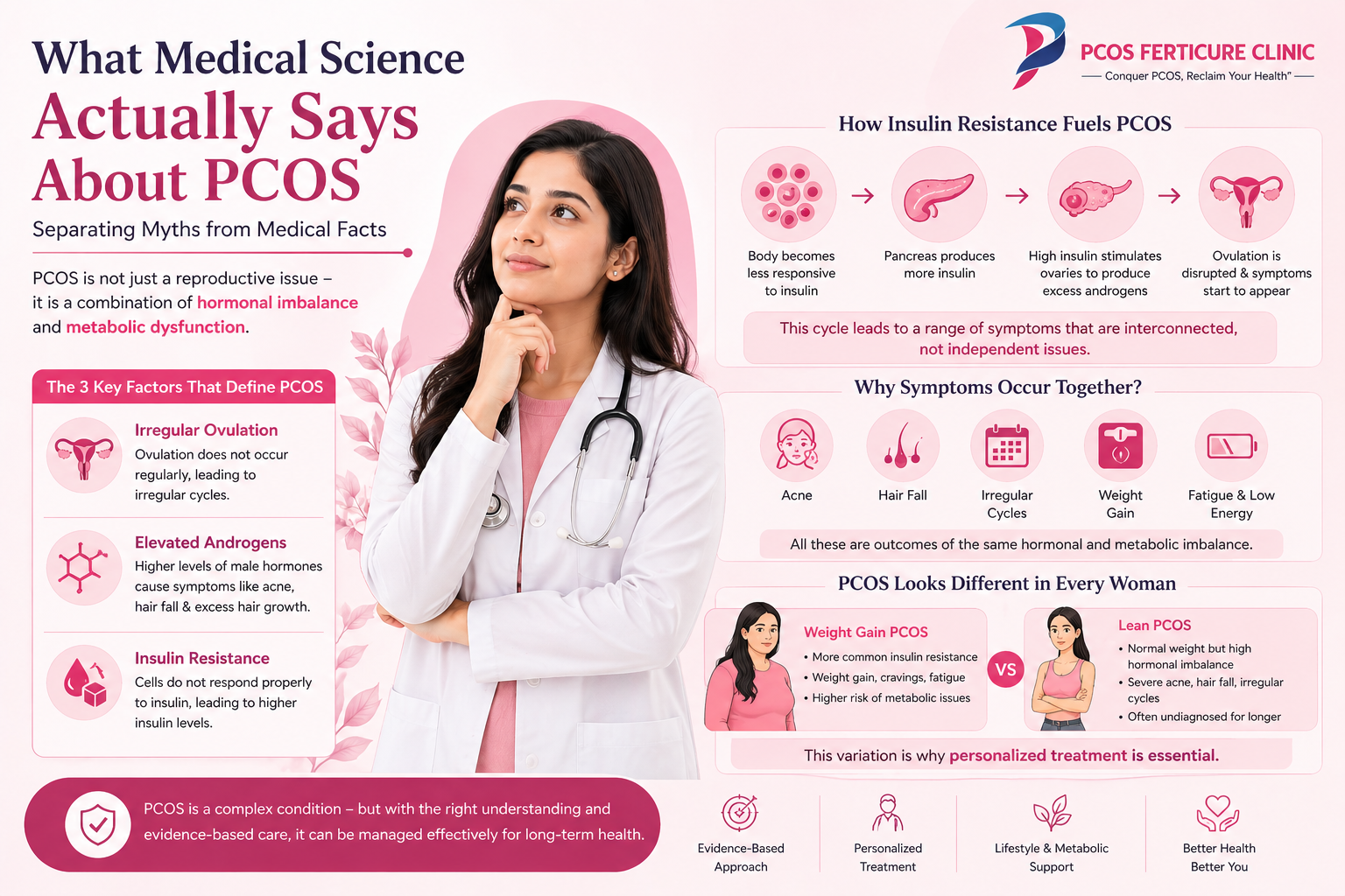 PCOS myths vs facts visual comparison for women