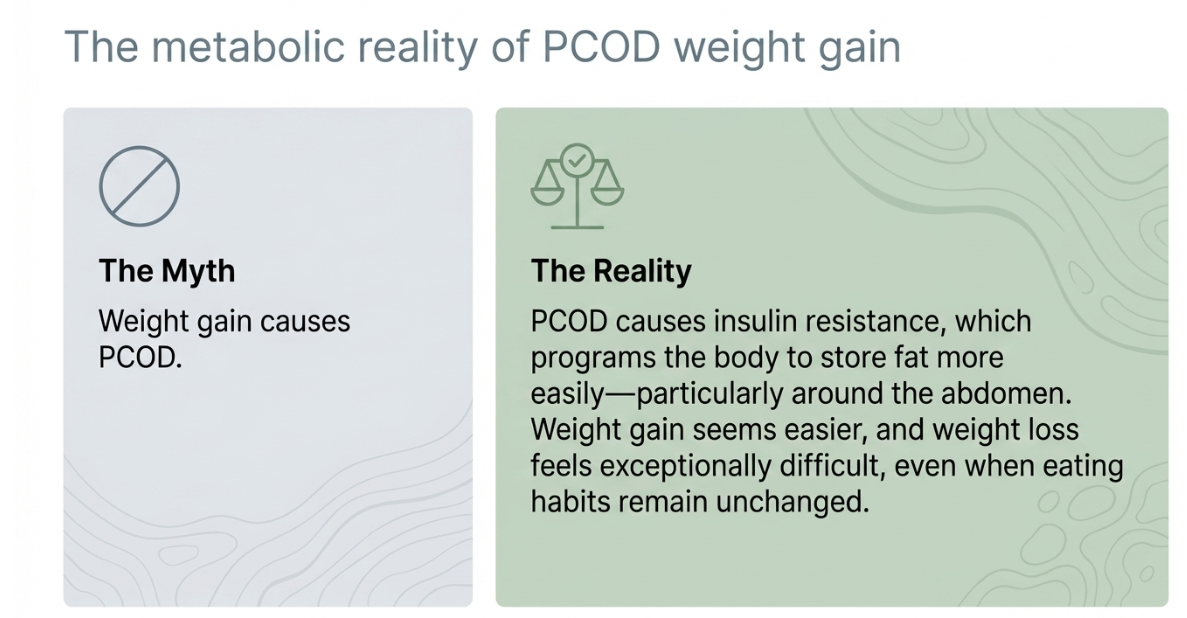 Metabolic impact of PCOD including weight gain