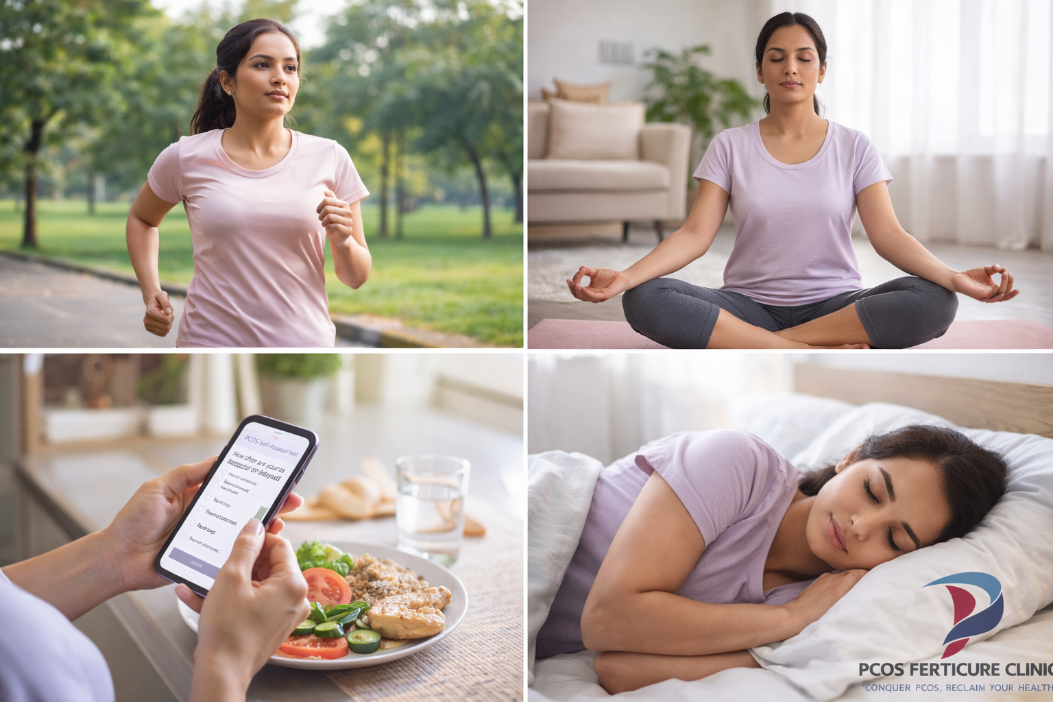 Healthy lifestyle habits for PCOD including exercise balanced diet stress reduction and sleep management