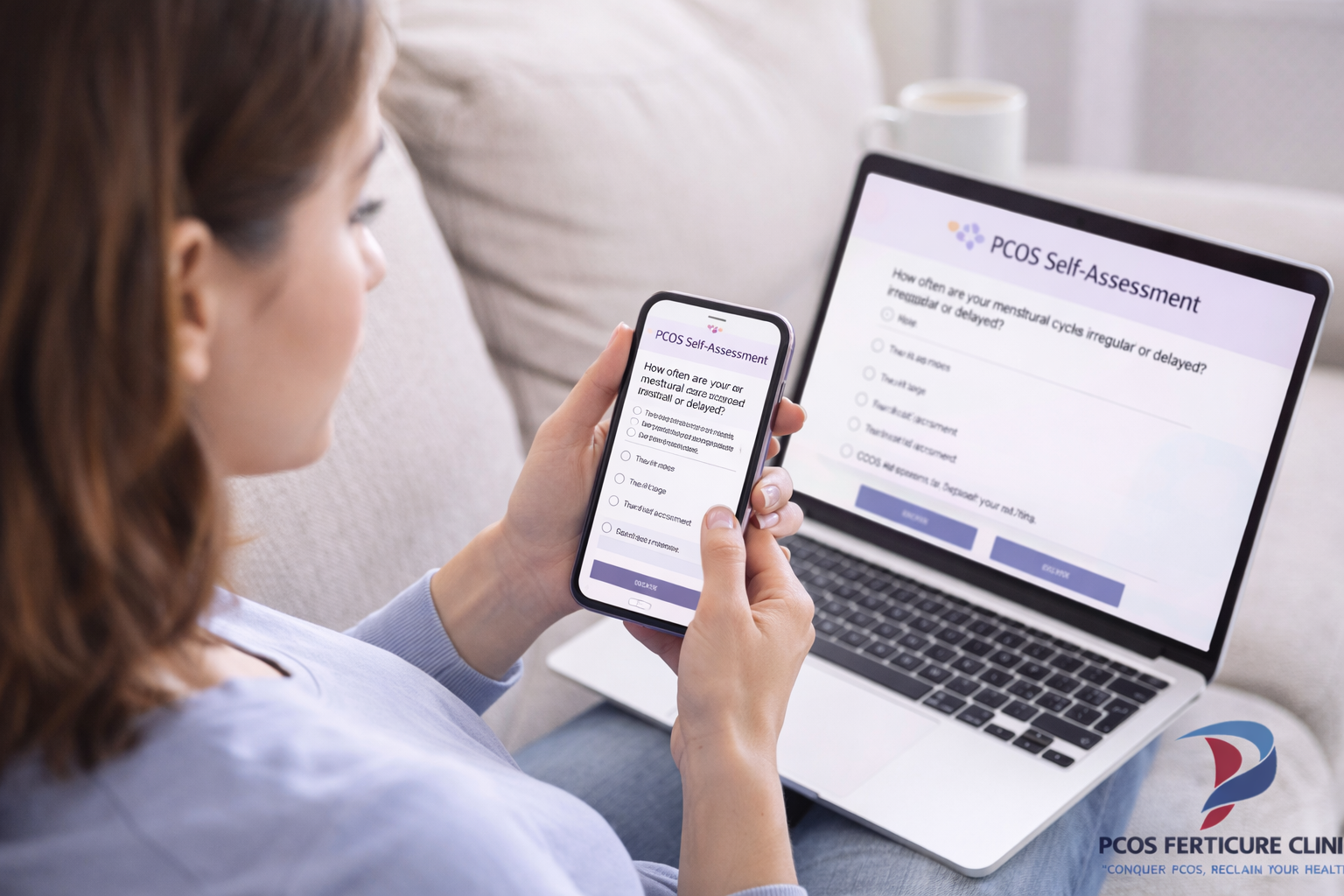Interactive PCOS self assessment lifestyle evaluation tool for women experiencing hormonal imbalance symptoms