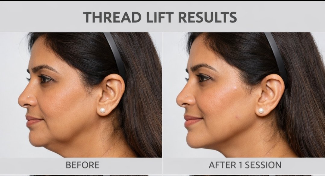 Thread lift anti aging treatment result