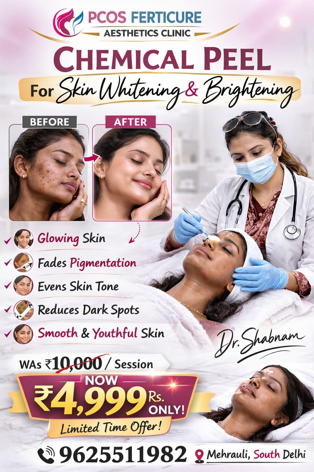 Chemical peel treatment in Delhi showing improved skin brightness and glow