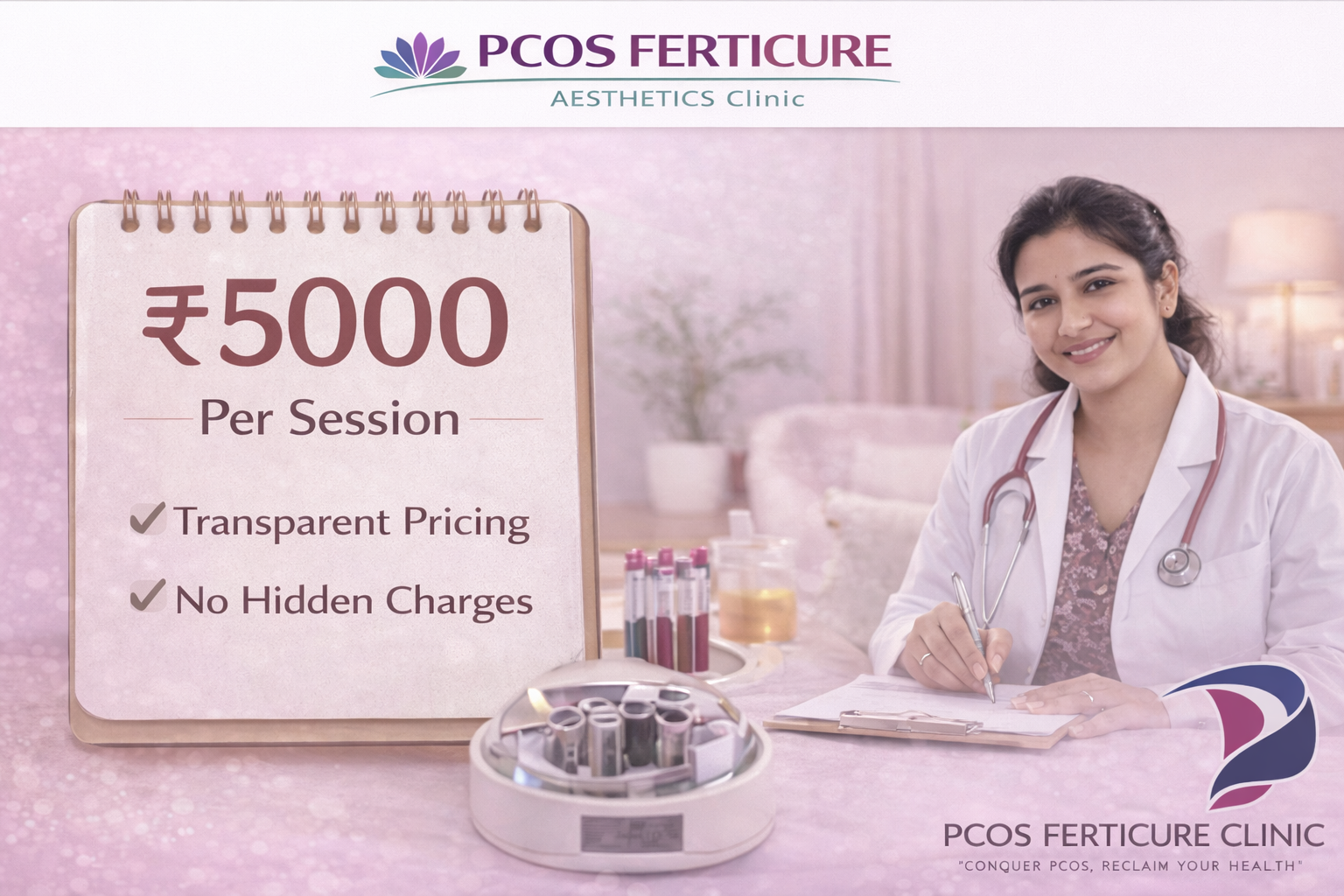 PRP facial treatment cost in Delhi consultation at PCOS Ferticure Clinic including transparent pricing and doctor-led aesthetic care